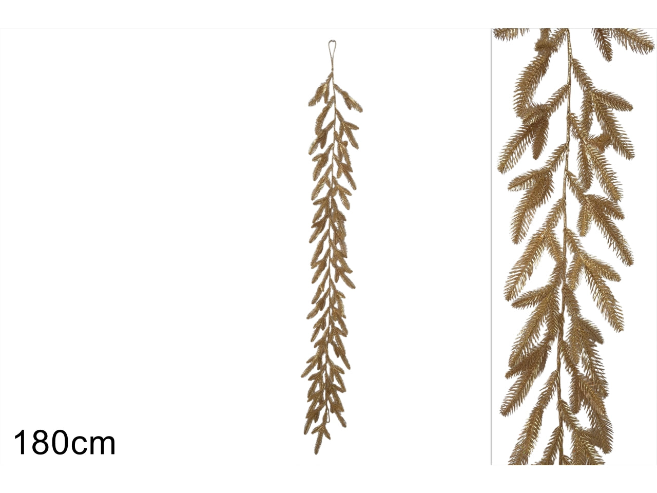 Ghirlanda natalizia da 180cm con glitter oro