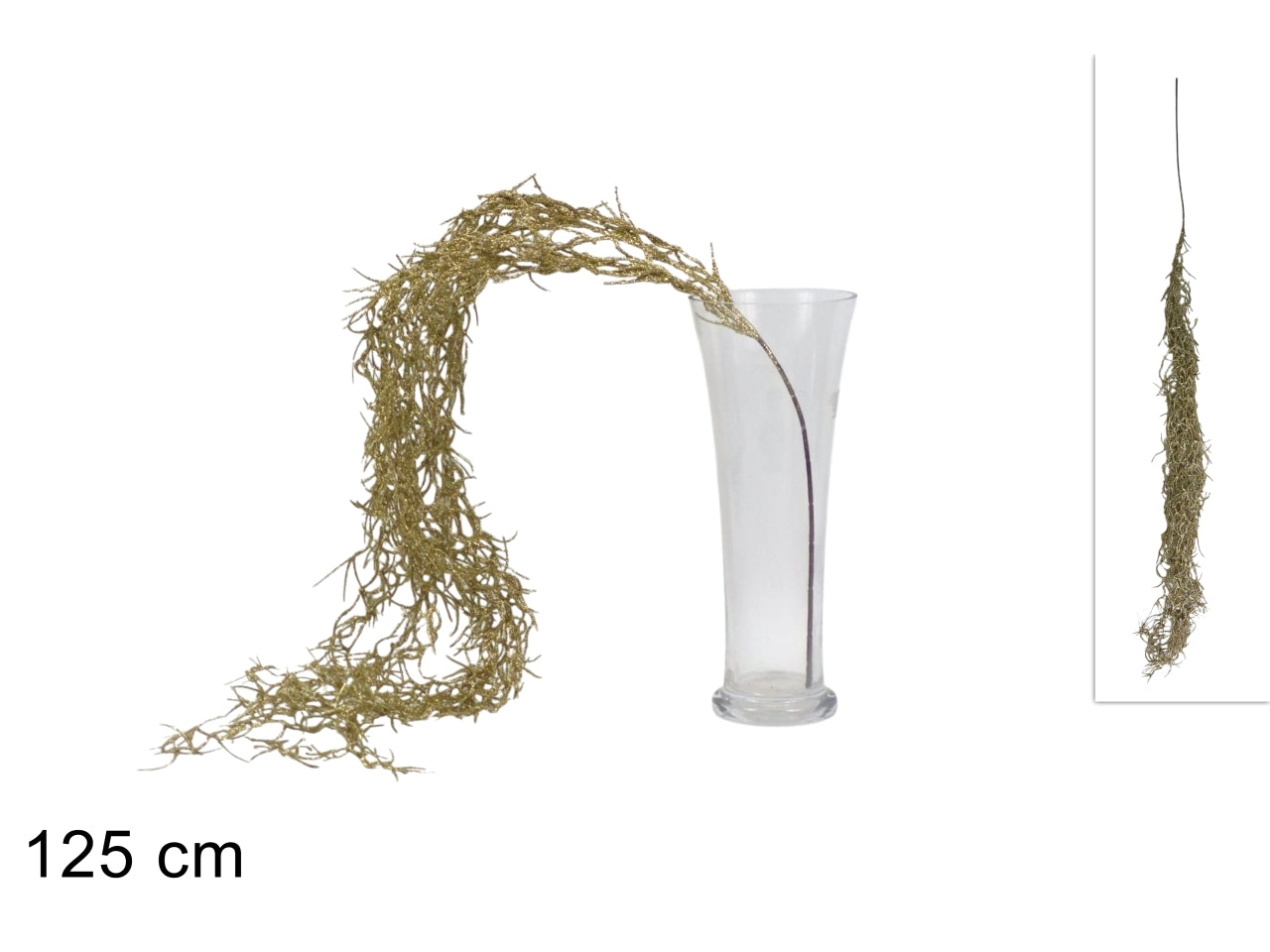 Ramo pendente con rami glitterati da 125cm, colore oro