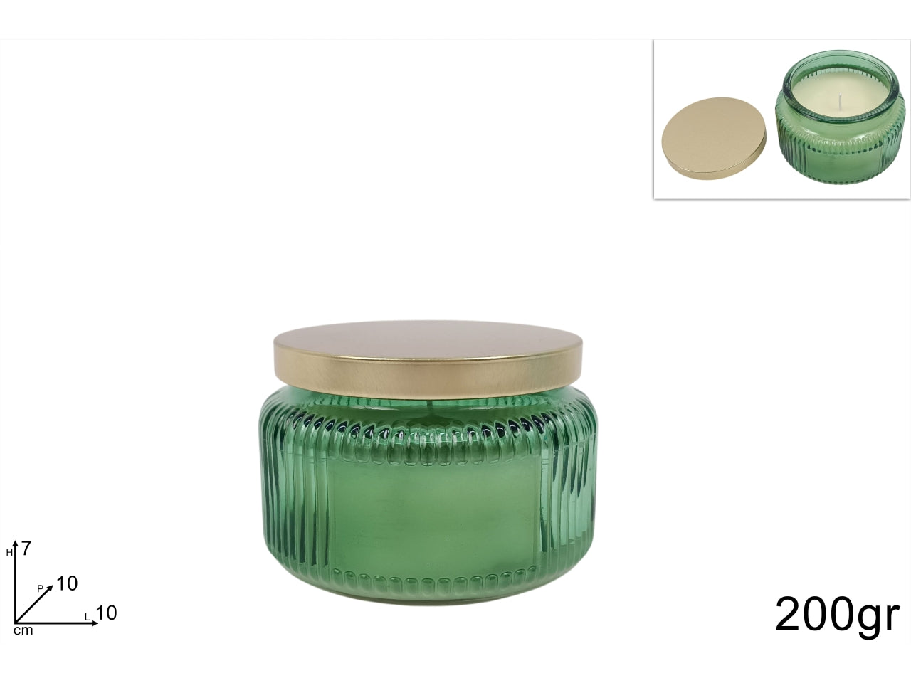 Candela profumata in barattolo di vetro verde da 200gr