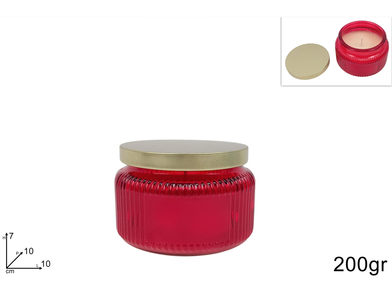 Candela profumata in barattolo di vetro rosso da 200gr