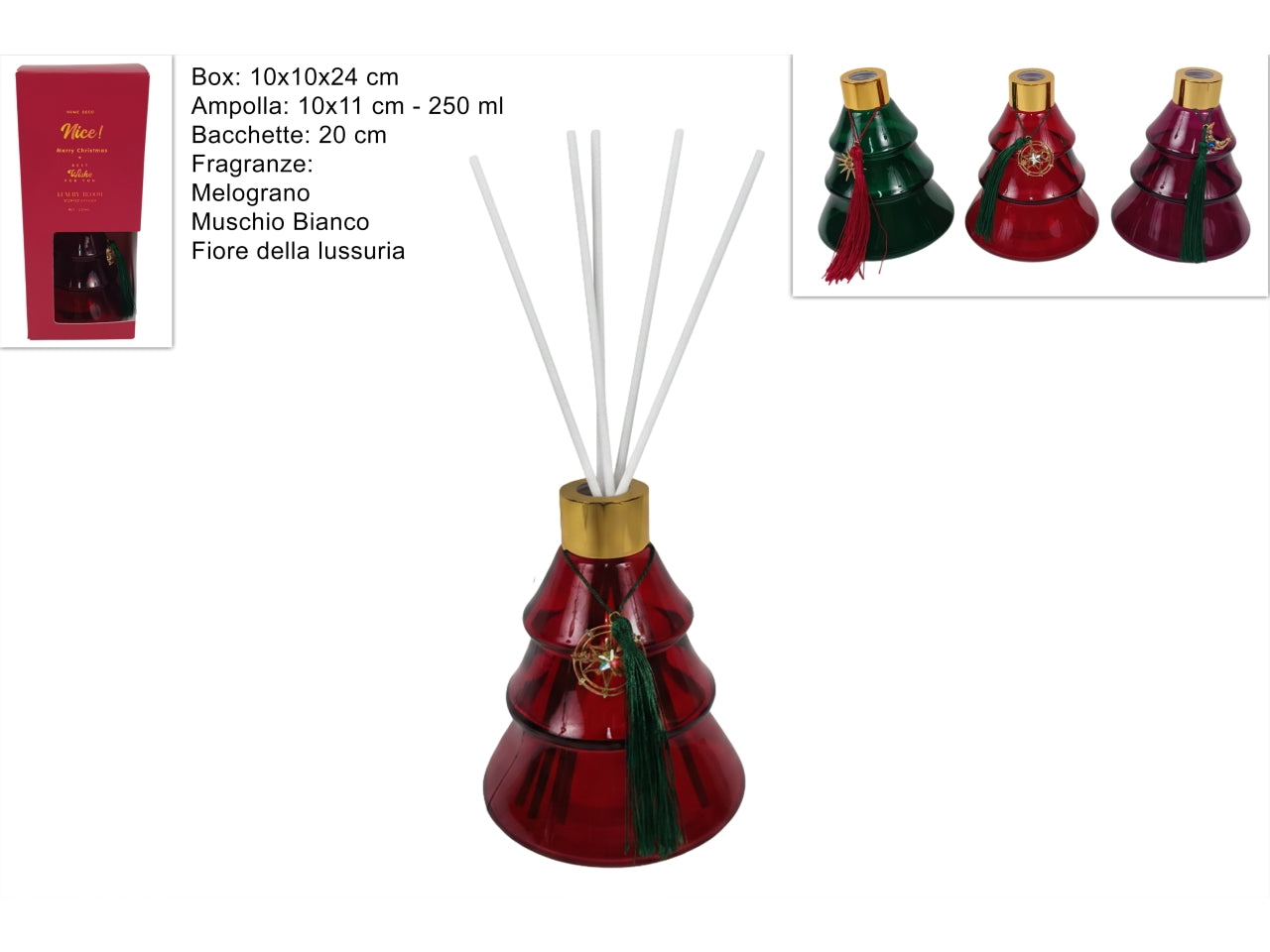 Profumatore per ambiente a forma di albero con bastoncini da 250ml, 3 assortimenti