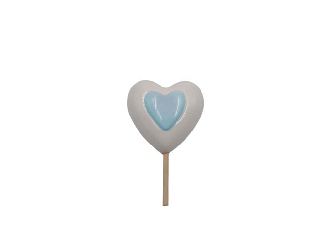 Cuore in ceramica celeste 12cm