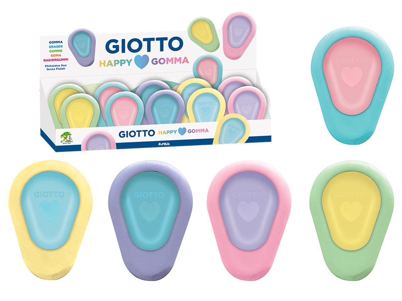 Giotto happy love gomma colori assortiti