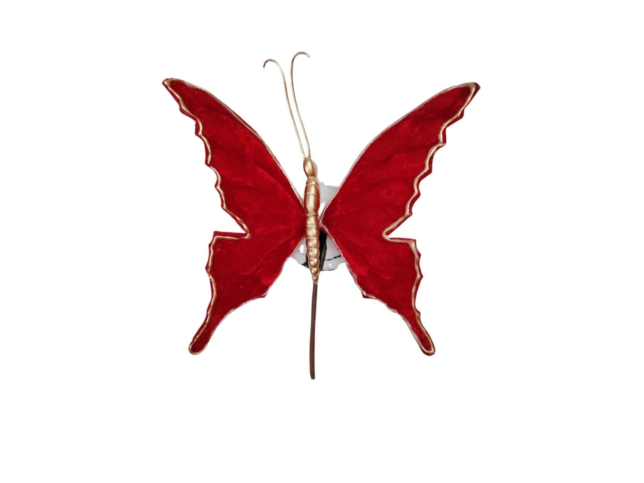 Pick farfalla velluto rosso in plastica e tessuto 22x18xh.20cm