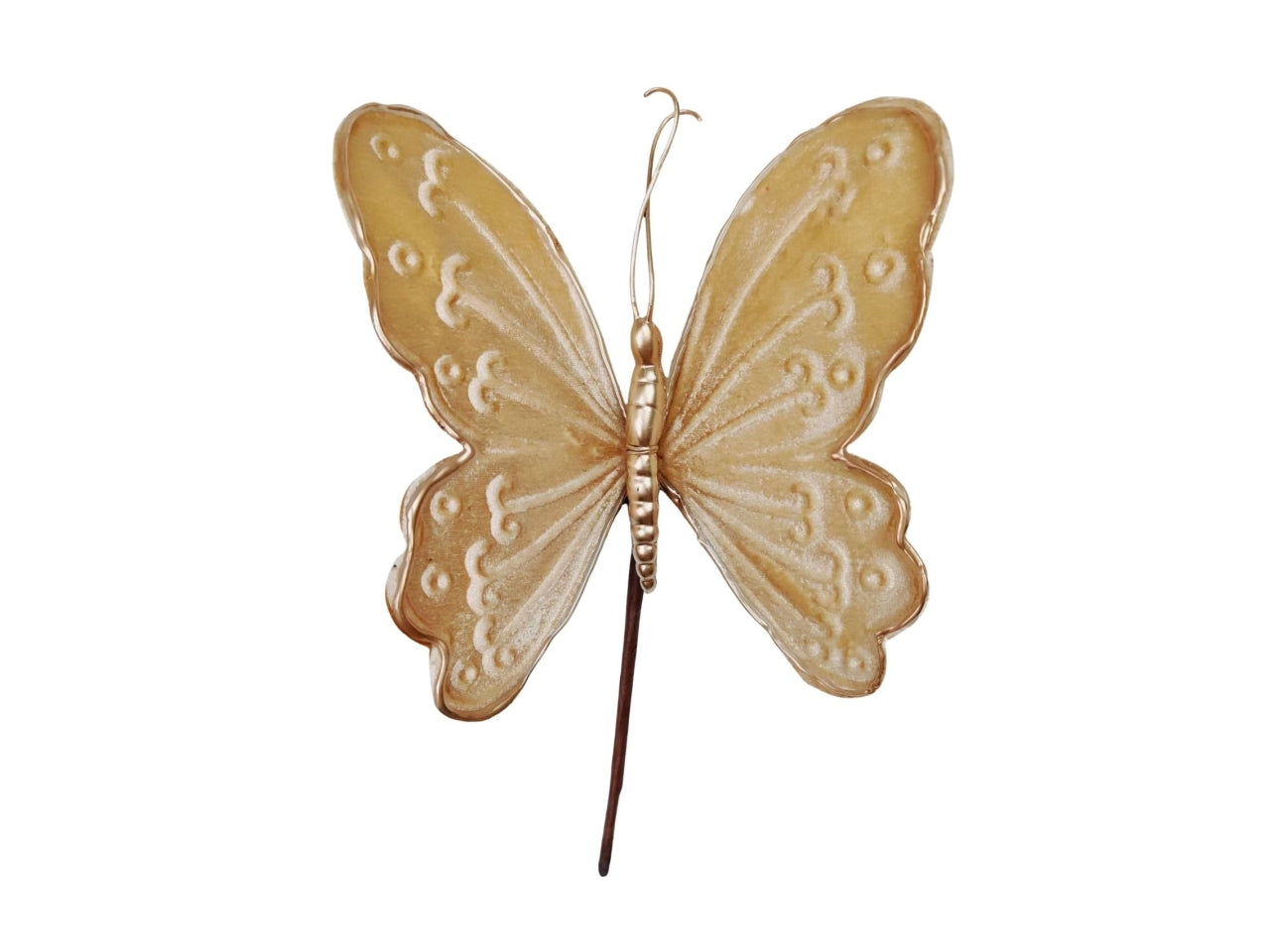 Pick farfalla velluto beige in plastica e tessuto 20x18xh.20cm