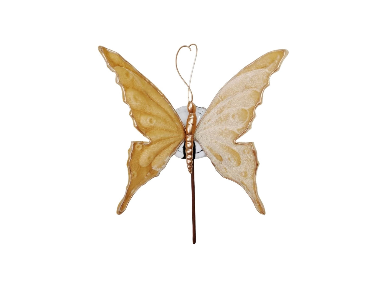 Pick farfalla velluto beige in plastica e tessuto 22x18xh.20cm