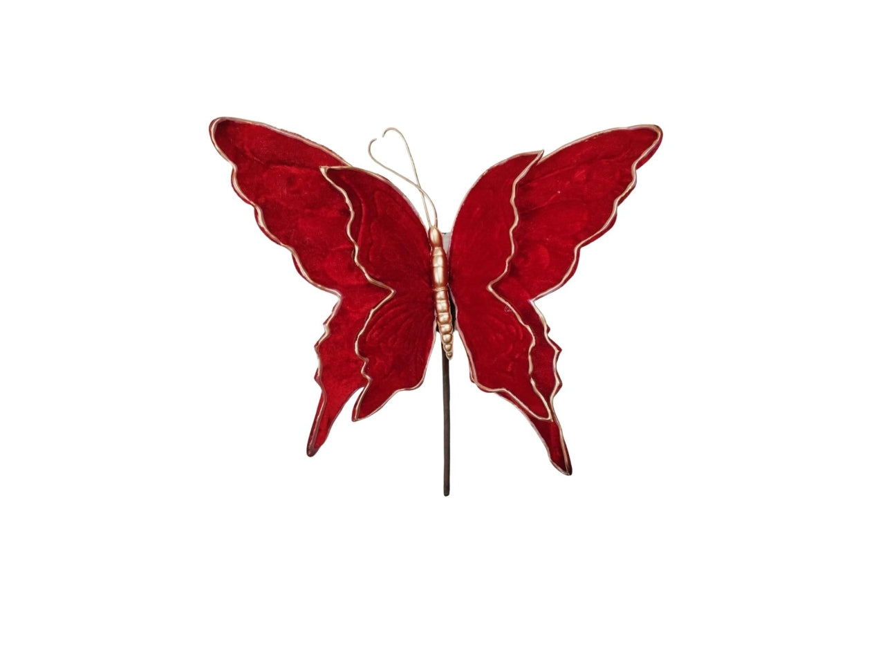 Pick farfalla velluto rosso in plastica e tessuto 28x21xh.22cm