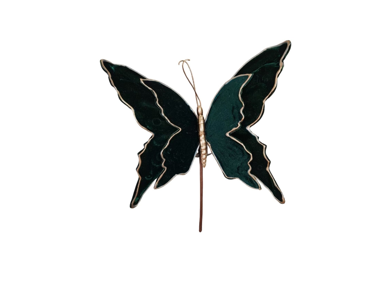 Pick farfalla velluto verde in plastica e tessuto 28x21xh.22cm