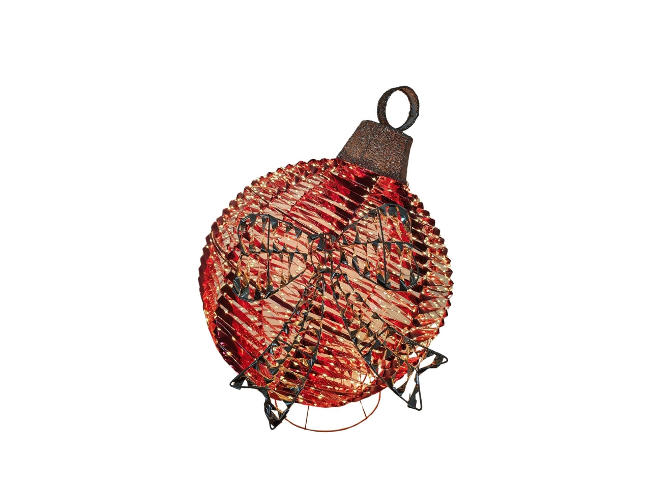 Palla da appoggio con fiocco rossa in metallo e plastica 1000 luci trasformatore 12v 9w d.50xh.66cm
