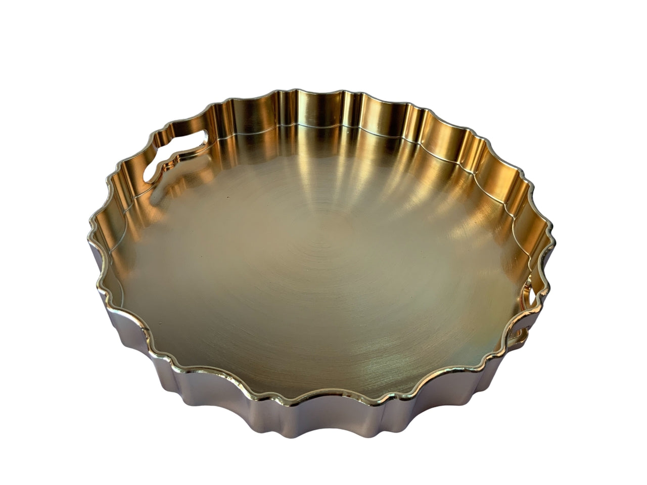 Vassoio tondo oro in plastica d.33xh.4cm