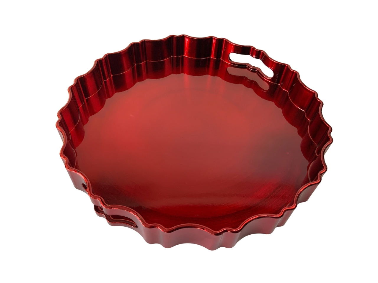 Vassoio tondo rosso in plastica d.33xh.4cm