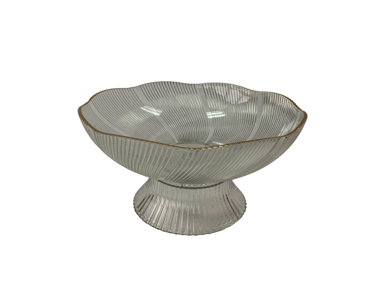 Alzata trasparente bordo oro in plastica pet d.21,5xh.11cm