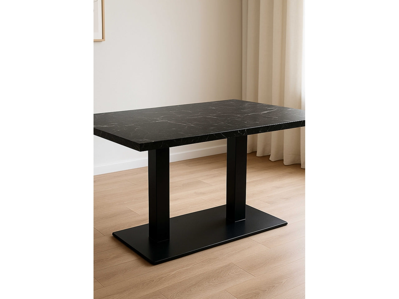 Base tavolo in acciaio rettangolare nero 40x70xh.72cm