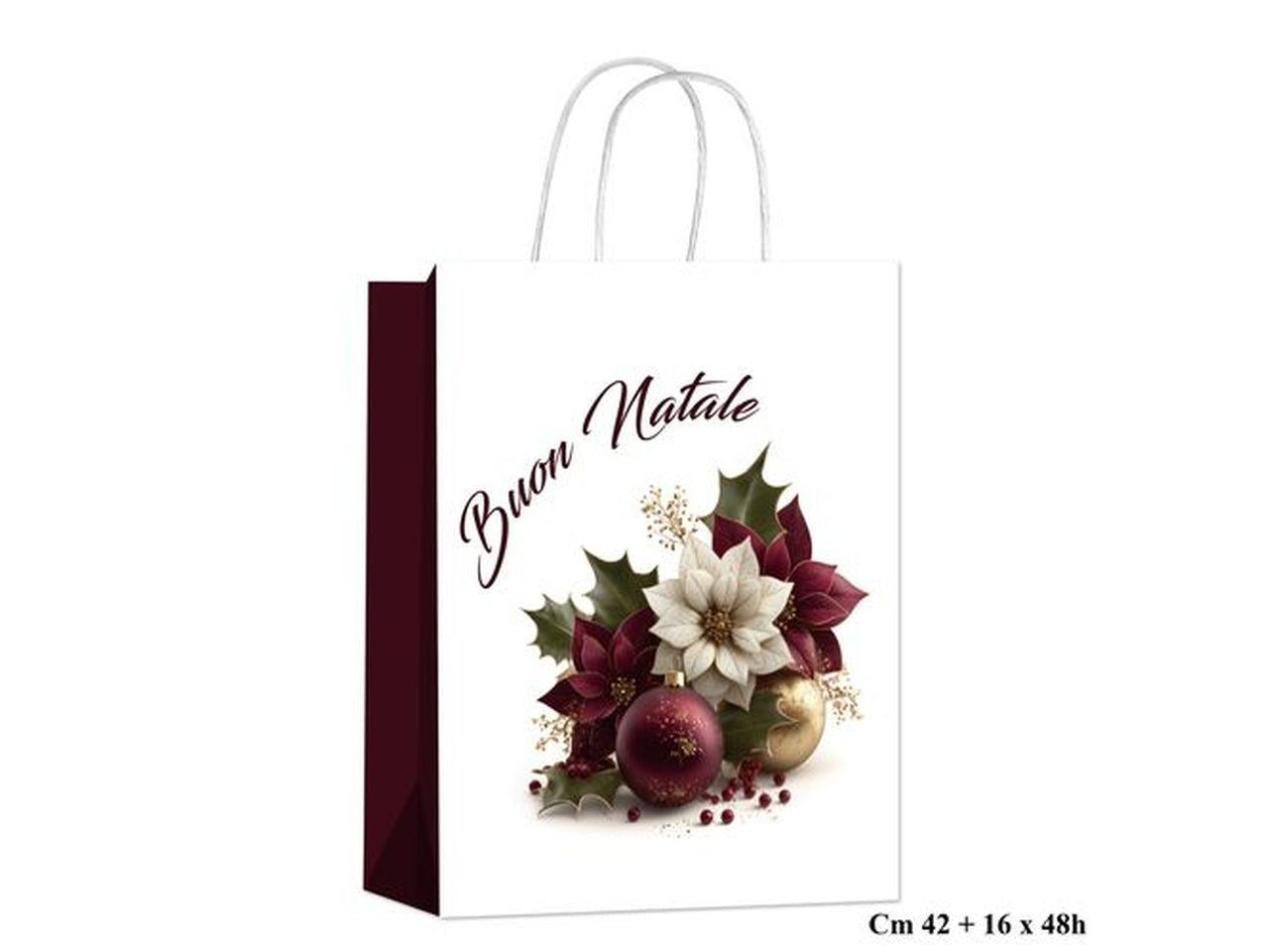 Shopper natalizia Burgundy 42x16xh.48cm, rosso bordeaux