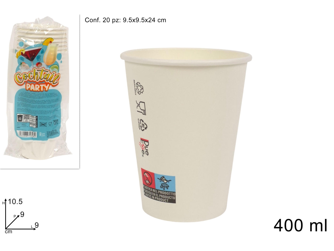 Bicchieri di carta cocktail 400ml set da 20 bicchieri bianchi $