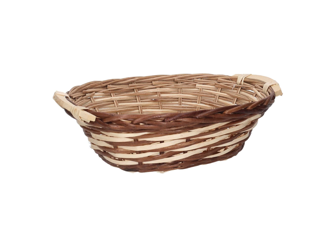 Cesta in vimini Mizma, intreccio noce naturale, ovale 50x40xh.14 cm