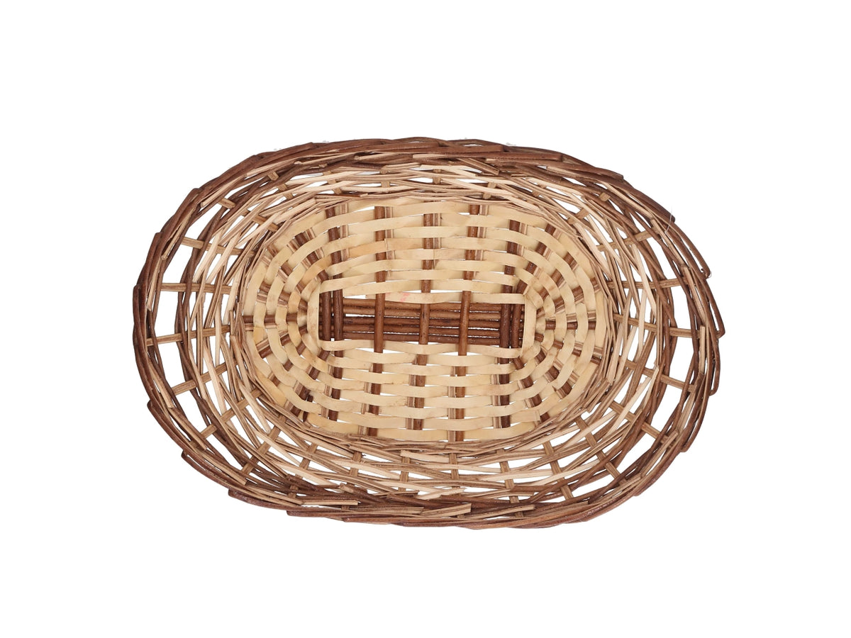 Cesta in vimini Mizma, intreccio noce naturale, ovale 50x34xh.12/16 cm