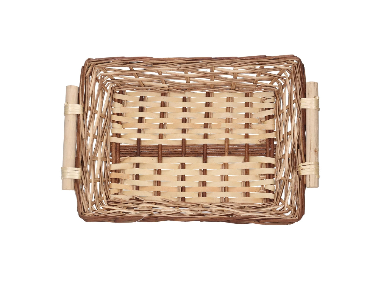 Cesta in vimini Mizma, intreccio noce naturale, rettangolare 50x40xh.13 cm