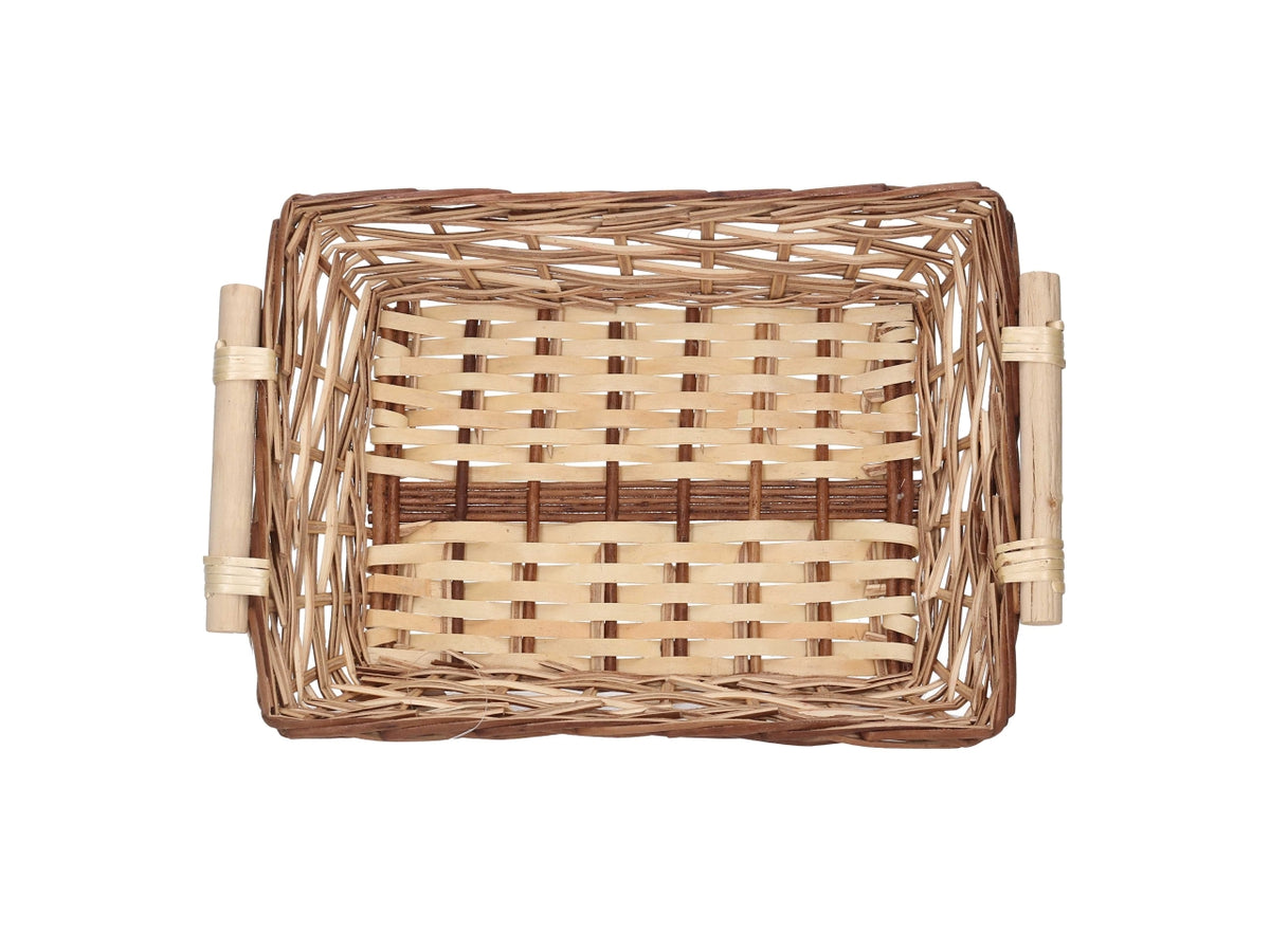 Cesta in vimini Mizma, intreccio noce naturale, rettangolare 50x40xh.13 cm
