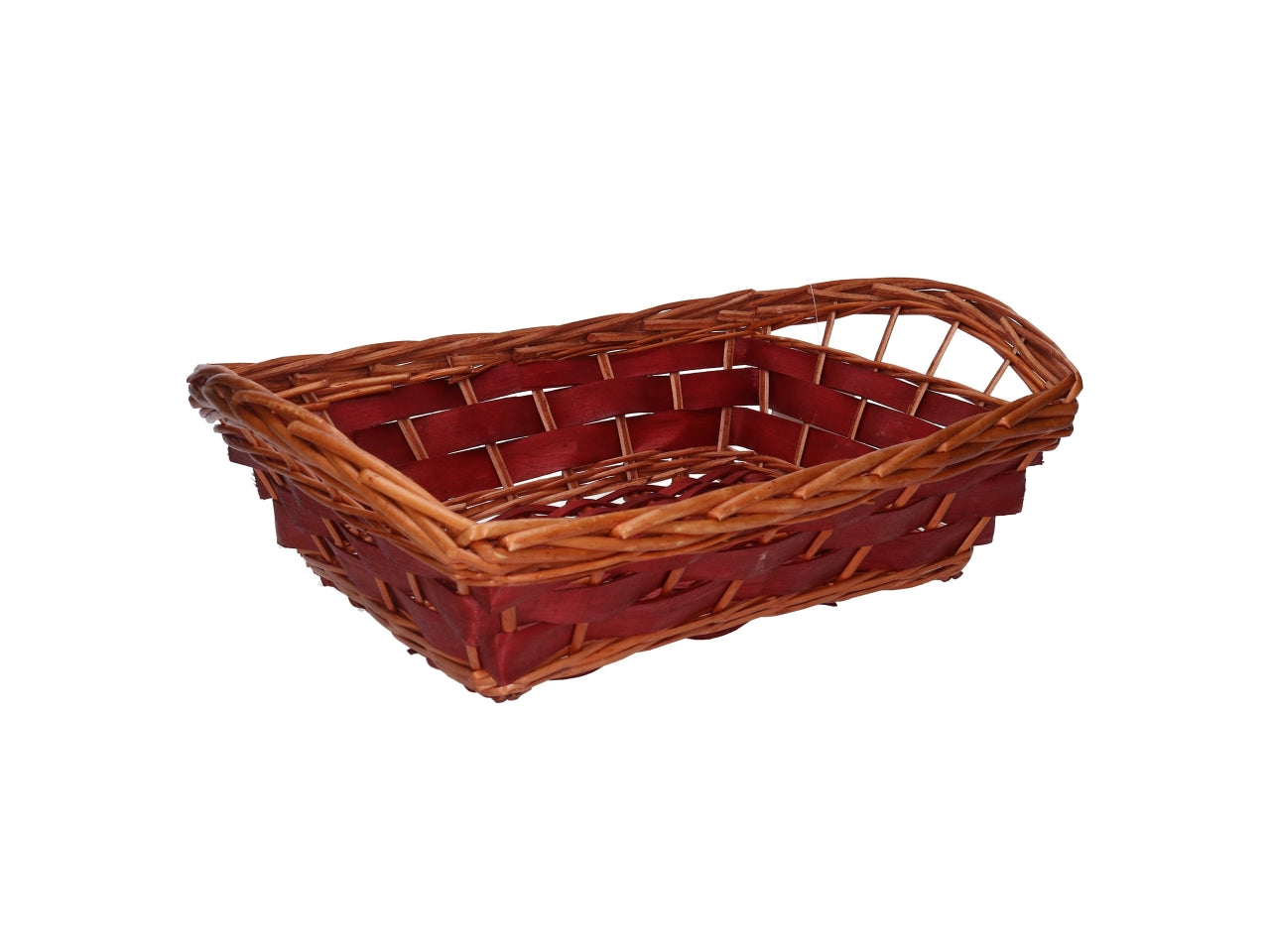 Cesta in vimini Koda, intreccio rosso e miele, rettangolare 45x30xh.10/15 cm