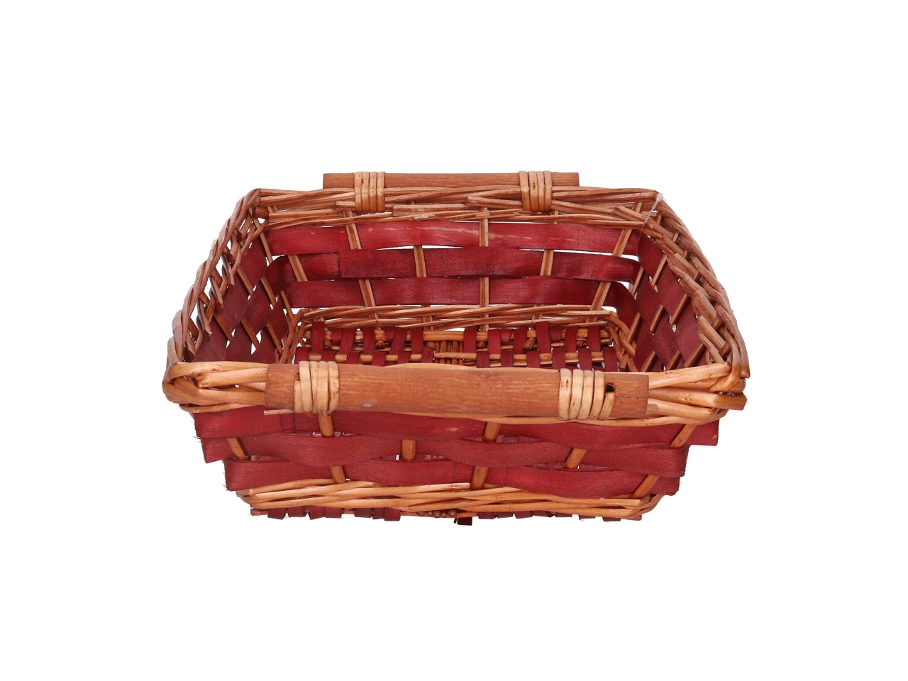 Cesta in vimini Koda, intreccio rosso e miele, rettangolare 45x35xh.12 cm