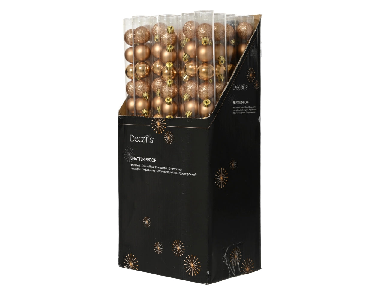 Palla di Natale 3cm in confezione da 14 pezzi brandy lucida, opaco, glitterata