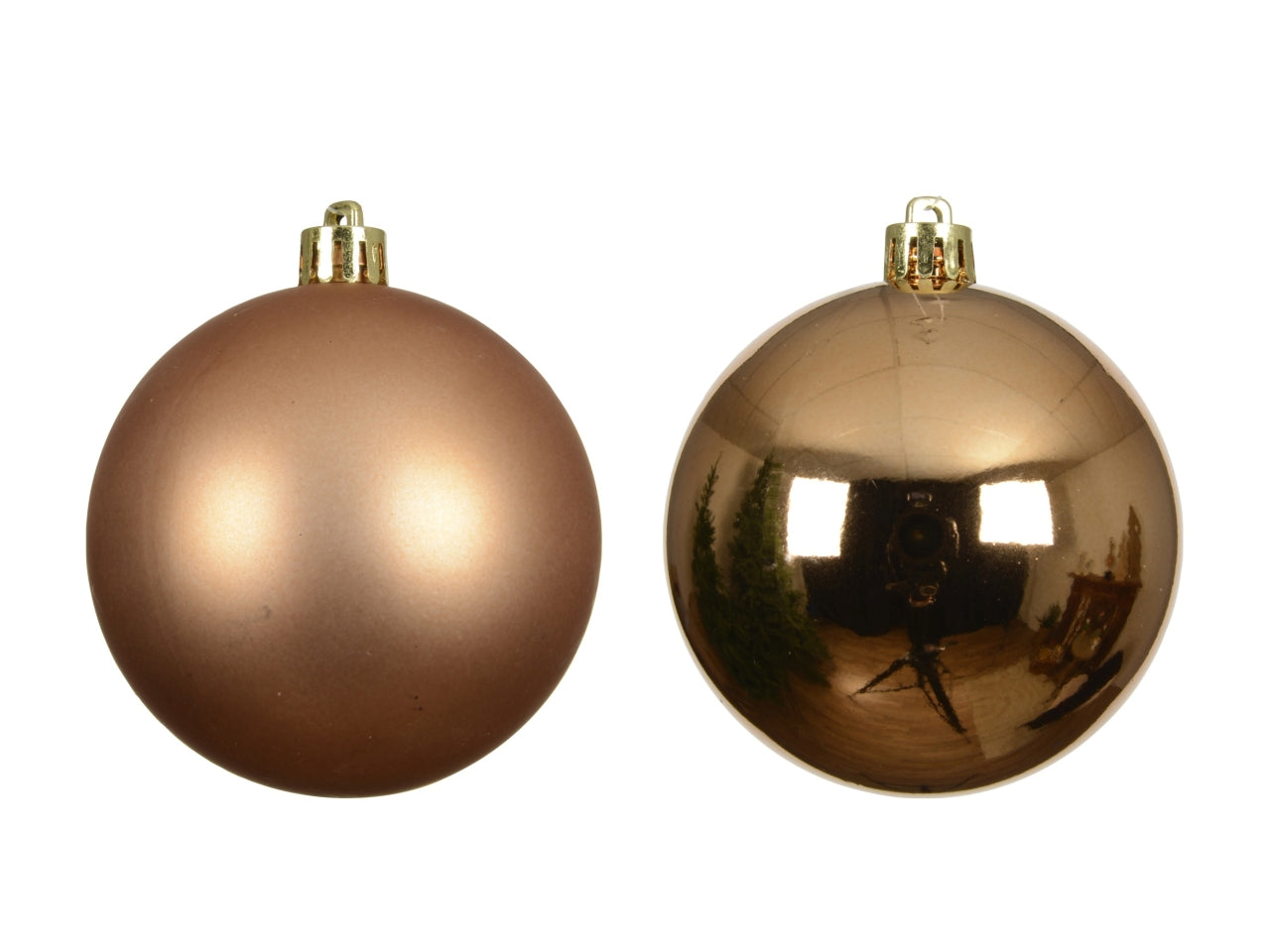 Palla di Natale 8cm in confezione da 6 pezzi brandy lucida, opaco