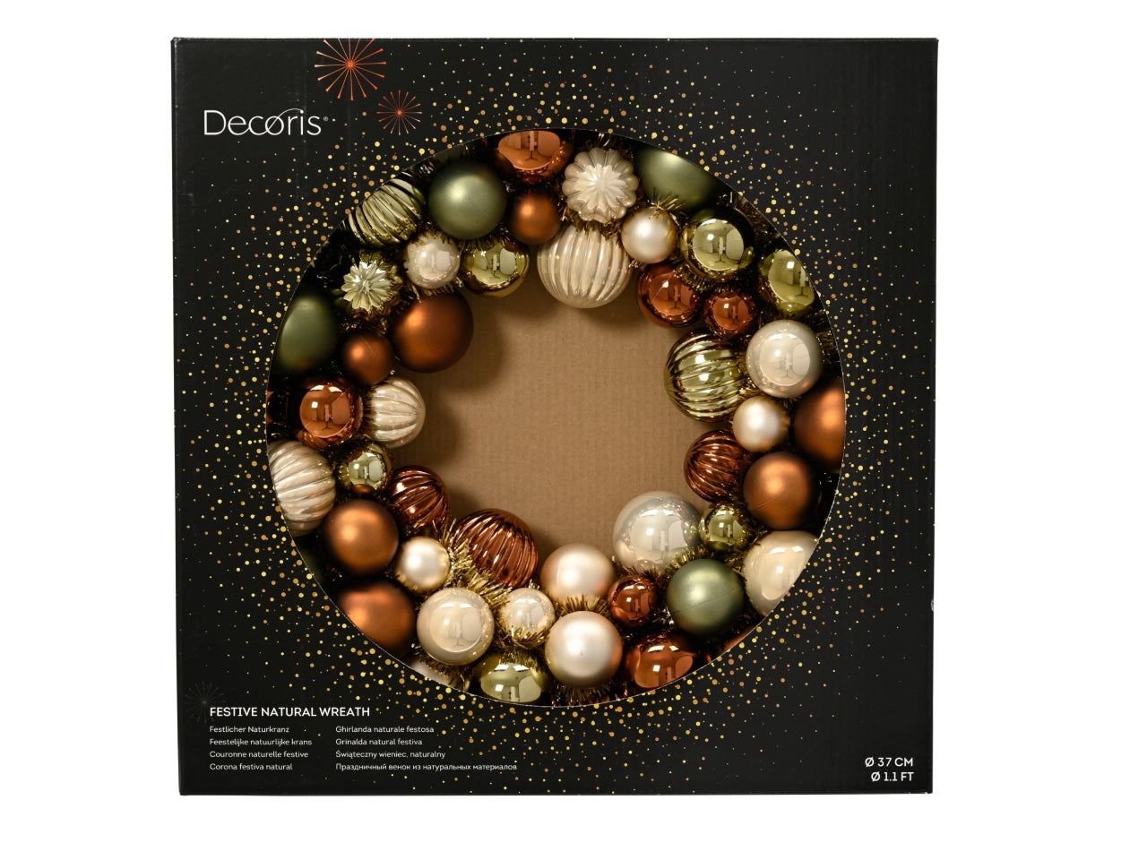 Dietroporta natalizio 38cm con palline lucide e opache multicolore