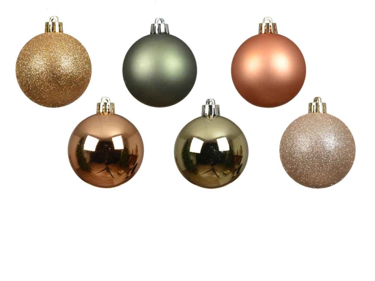 Palla di Natale 6cm in confezione da 30 pezzi lucida, opaco, glitterata