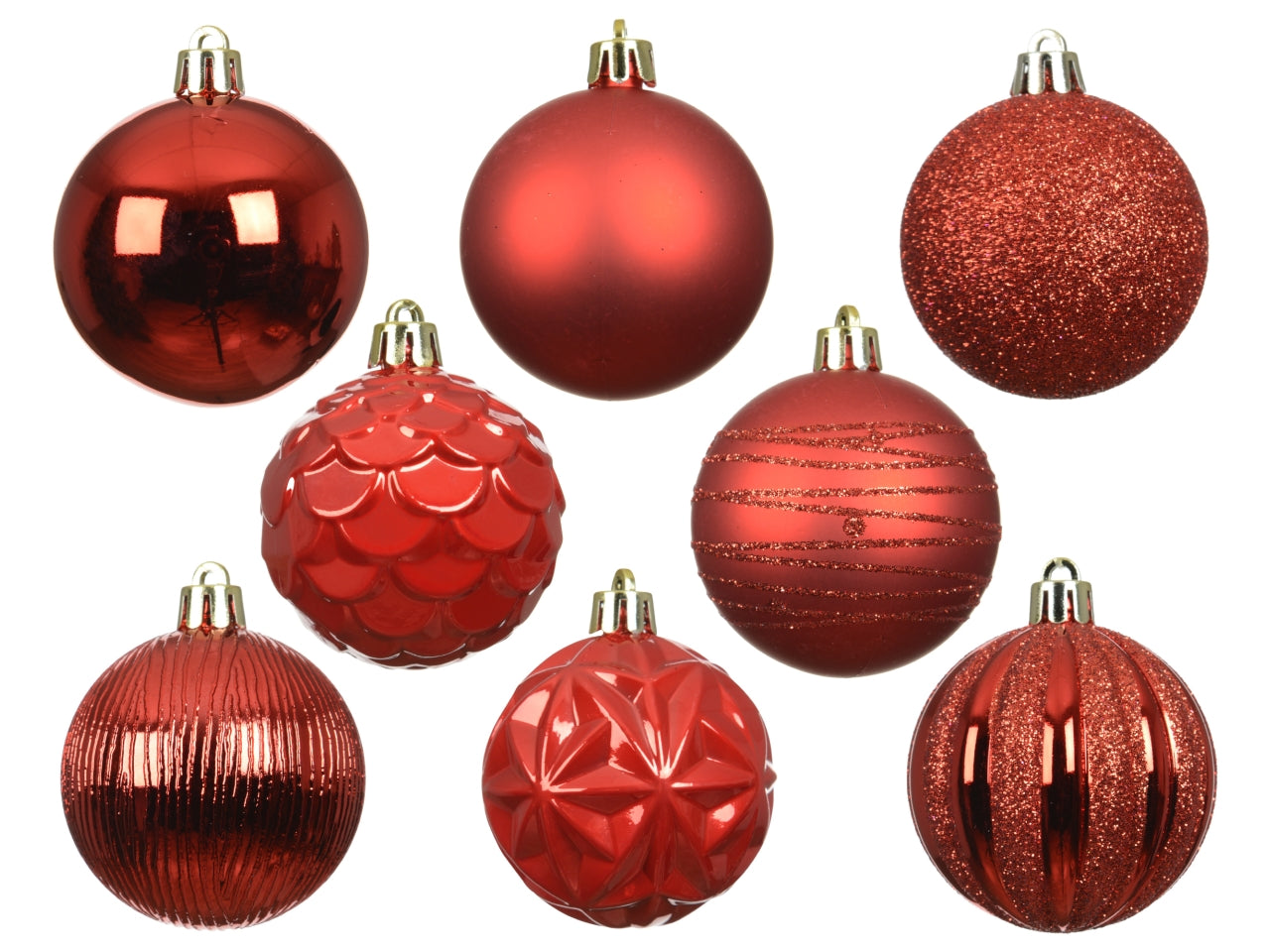 Palla di Natale 6cm in confezione da 6 pezzi rosso lucida, opaco, glitterata