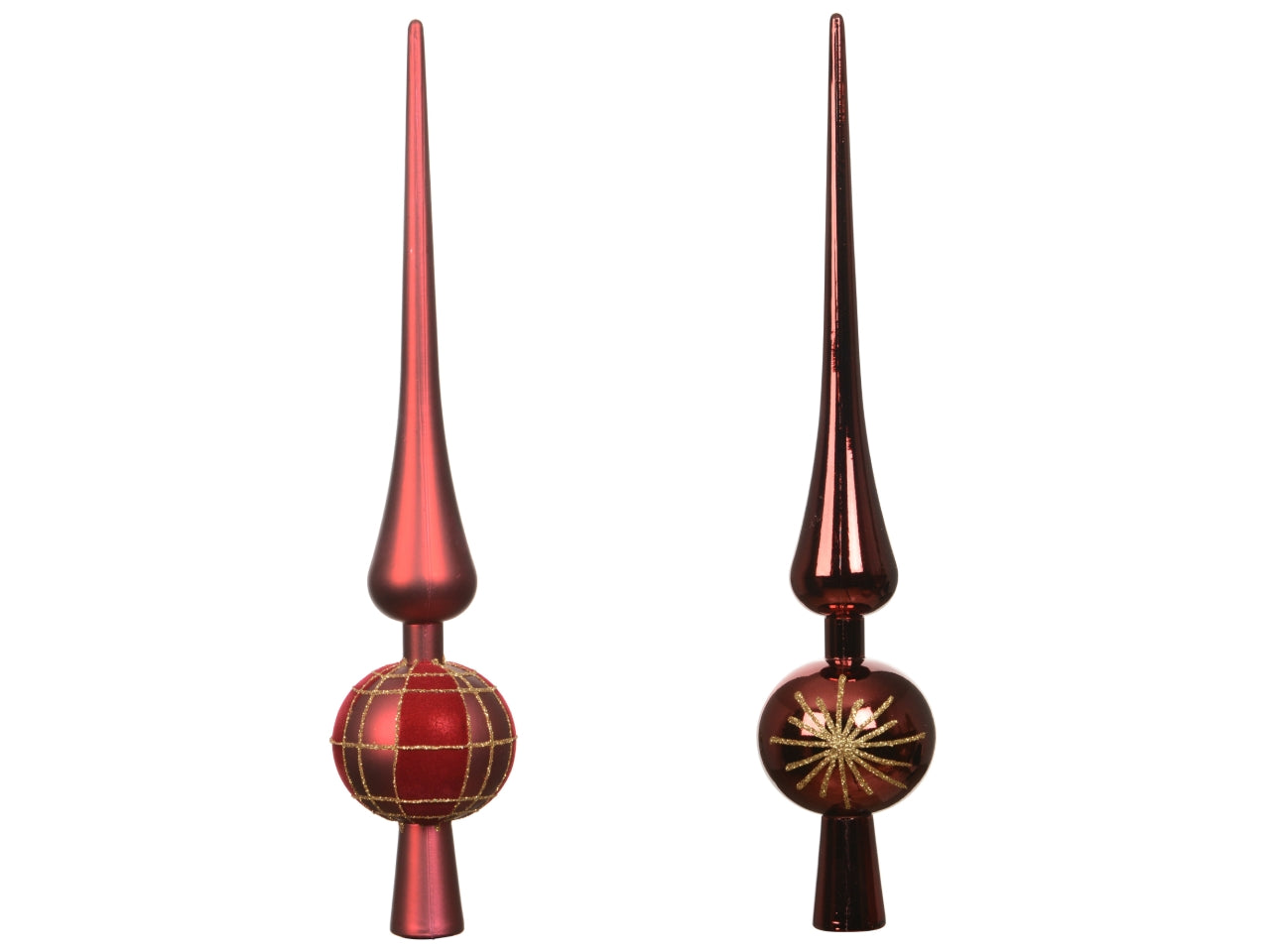 Puntale per albero di natale 30,5cm bordeaux lucido, opaco in 2 assortimenti