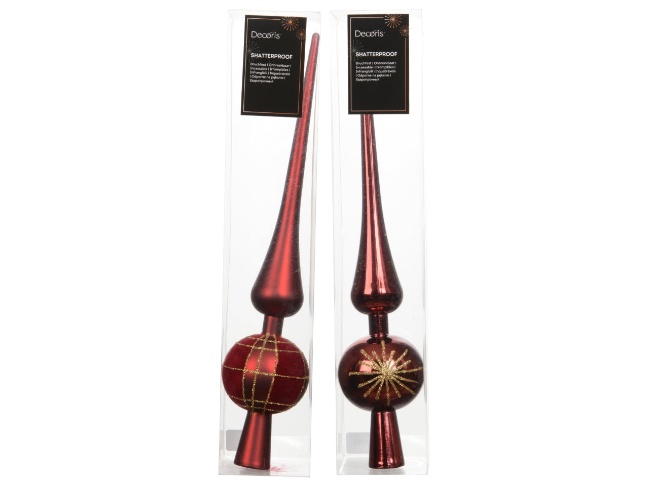 Puntale per albero di natale 30,5cm bordeaux lucido, opaco in 2 assortimenti