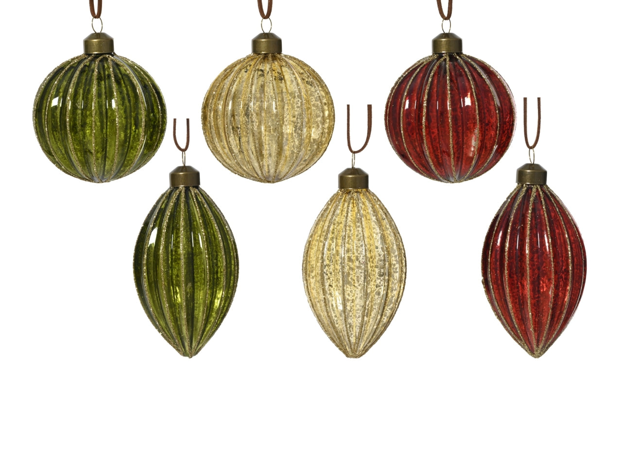Palla di natale in vetro 10cm con glitter in 6 assortimenti