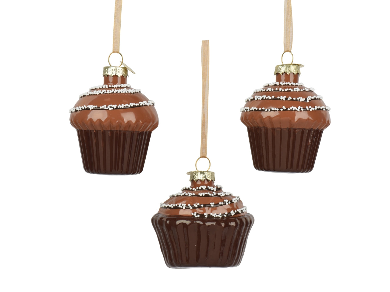 Appendino cupcake in vetro 6cm marrone in 3 assortimenti