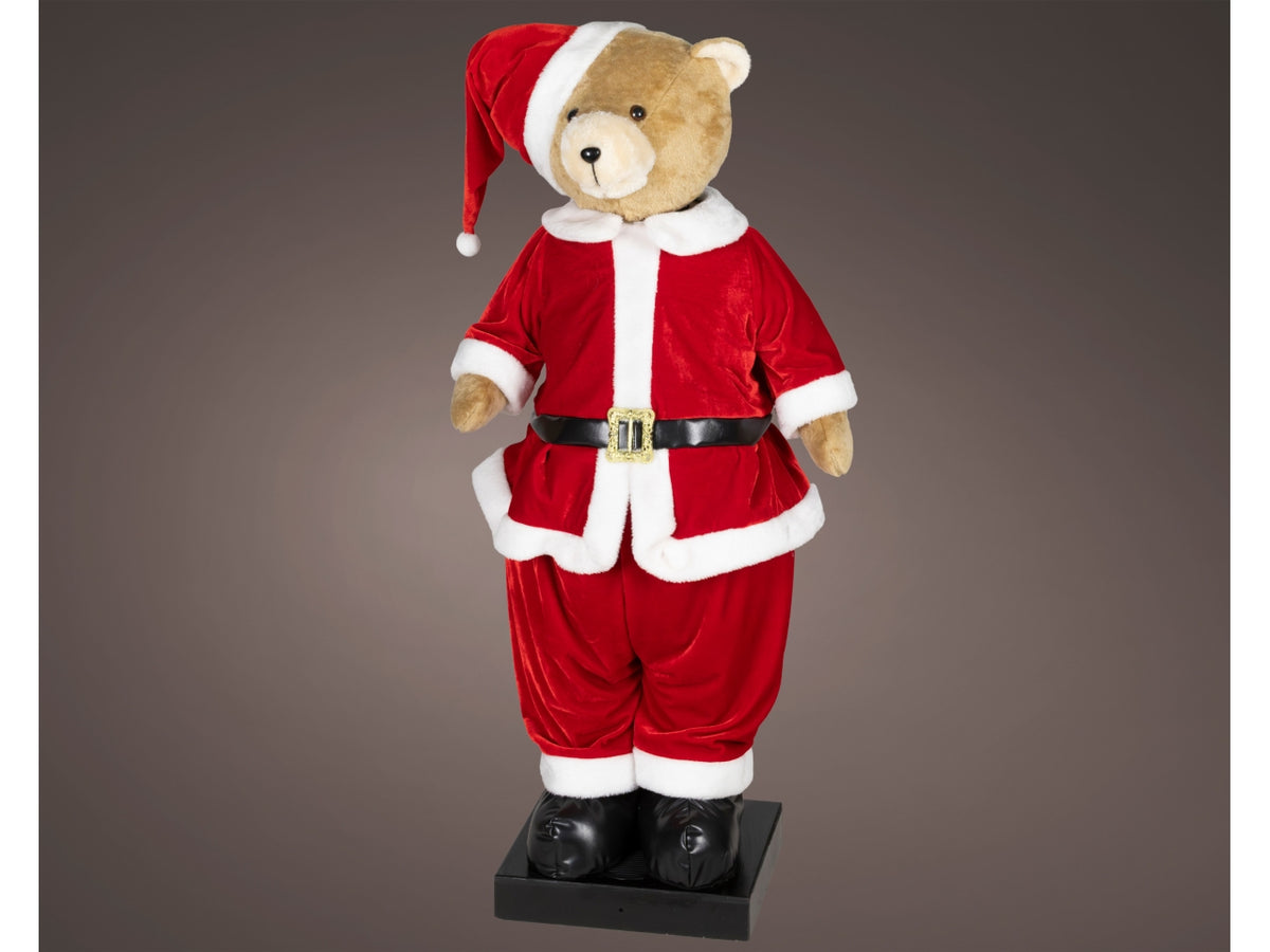 Orso decorativo maxi 110cm con vestito di babbo natale rosso