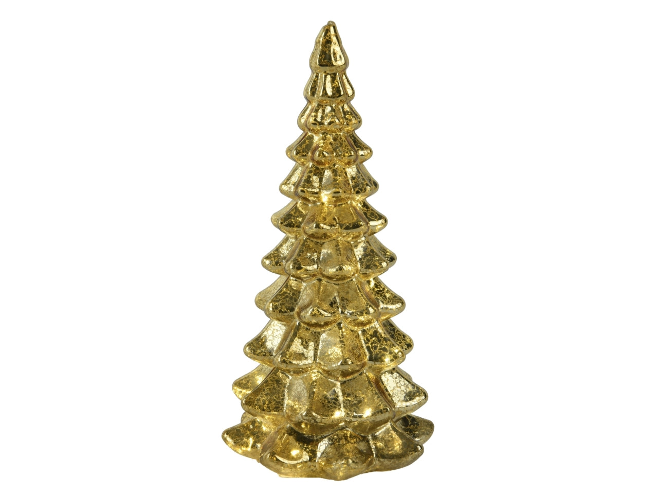 Albero di natale in vetro 21cm oro con led bianco caldo