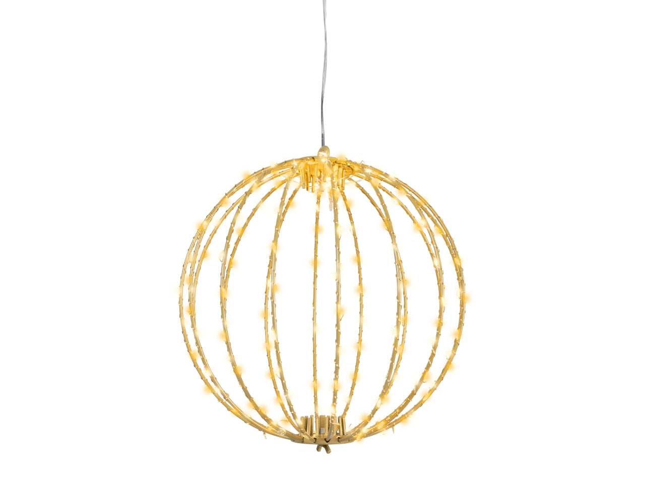 Palla luminosa in metallo 28cm con 192 led bianco caldo e flash per uso esterno