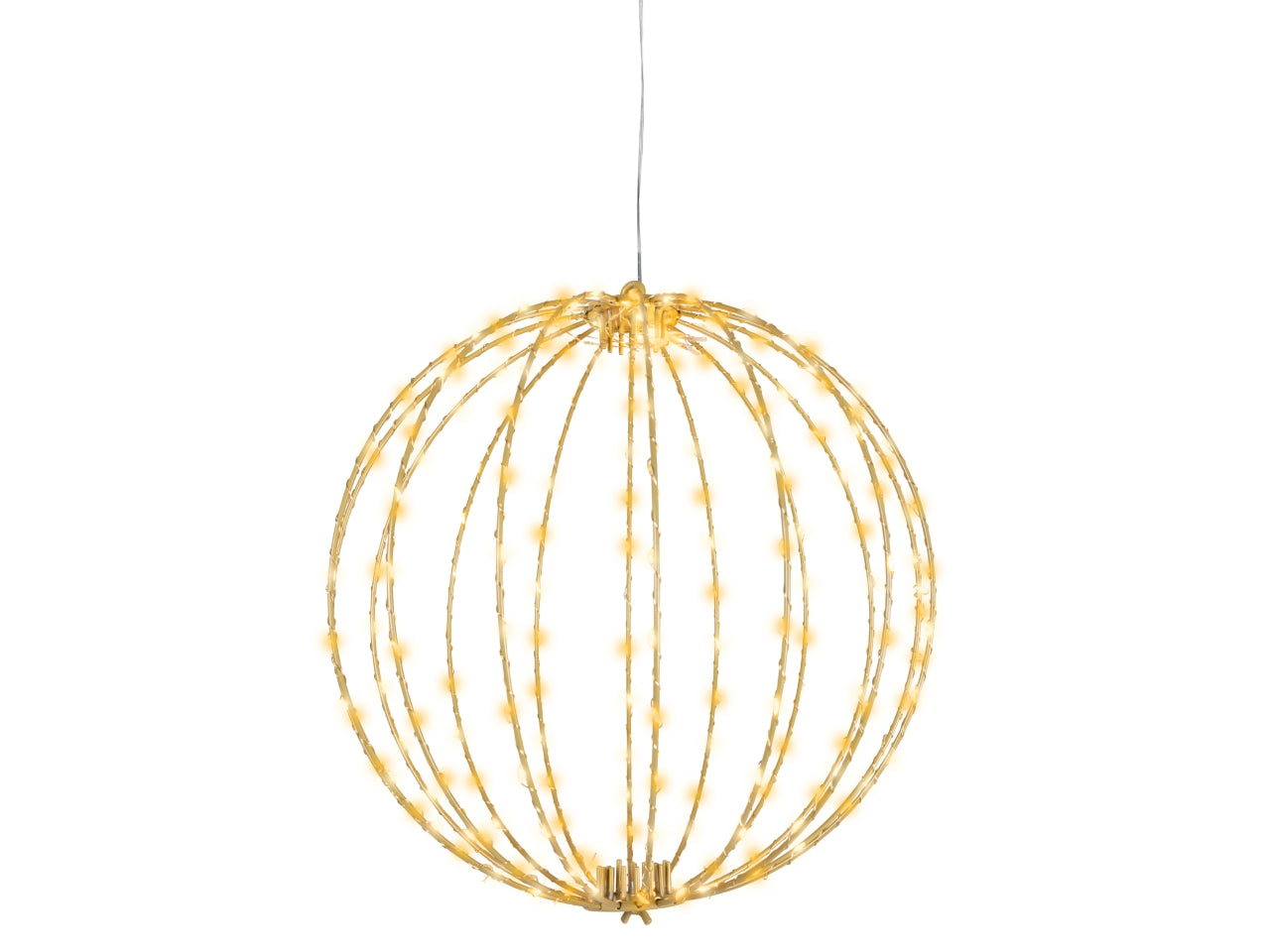 Palla luminosa in metallo 38cm con 240 led bianco caldo e flash per uso esterno