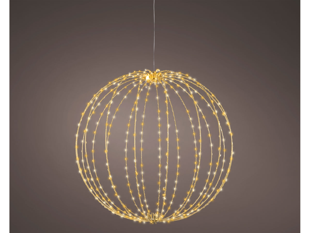 Palla luminosa in metallo 58cm con 480 led bianco caldo e flash per uso esterno