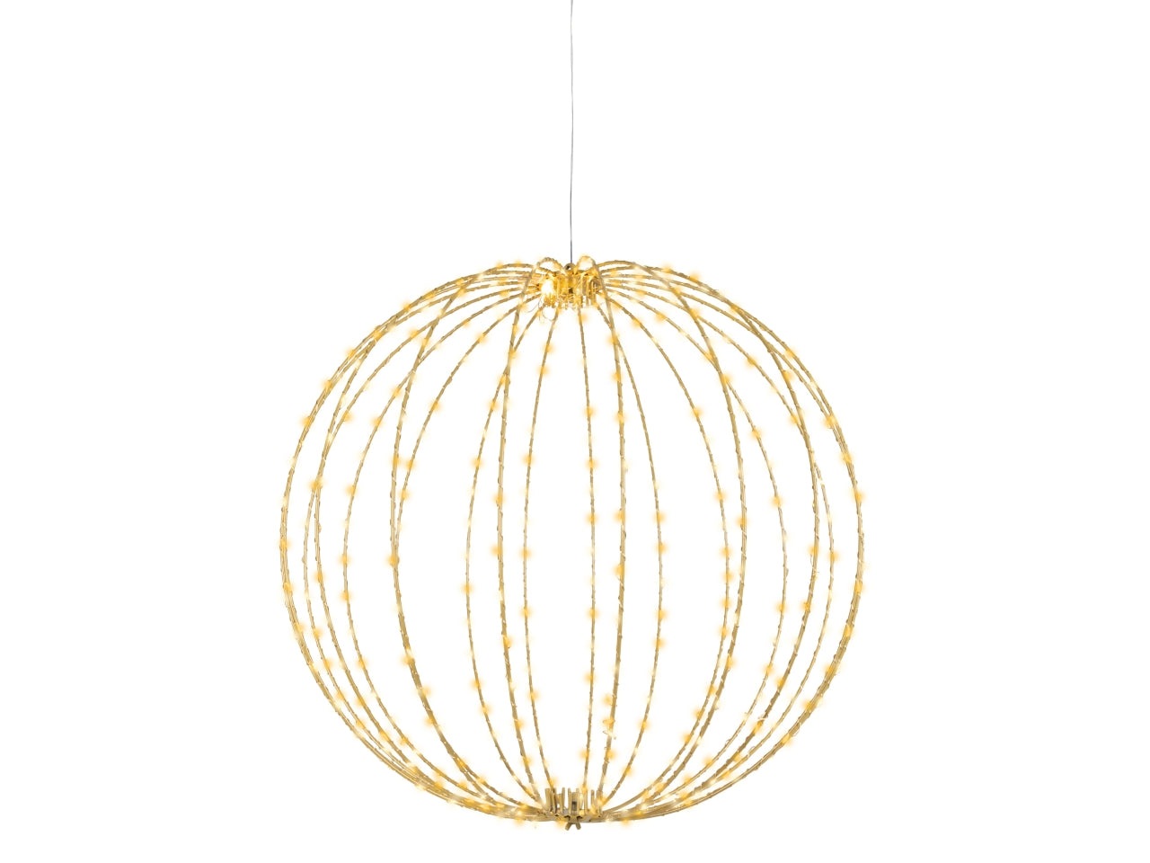 Palla luminosa in metallo 58cm con 480 led bianco caldo e flash per uso esterno