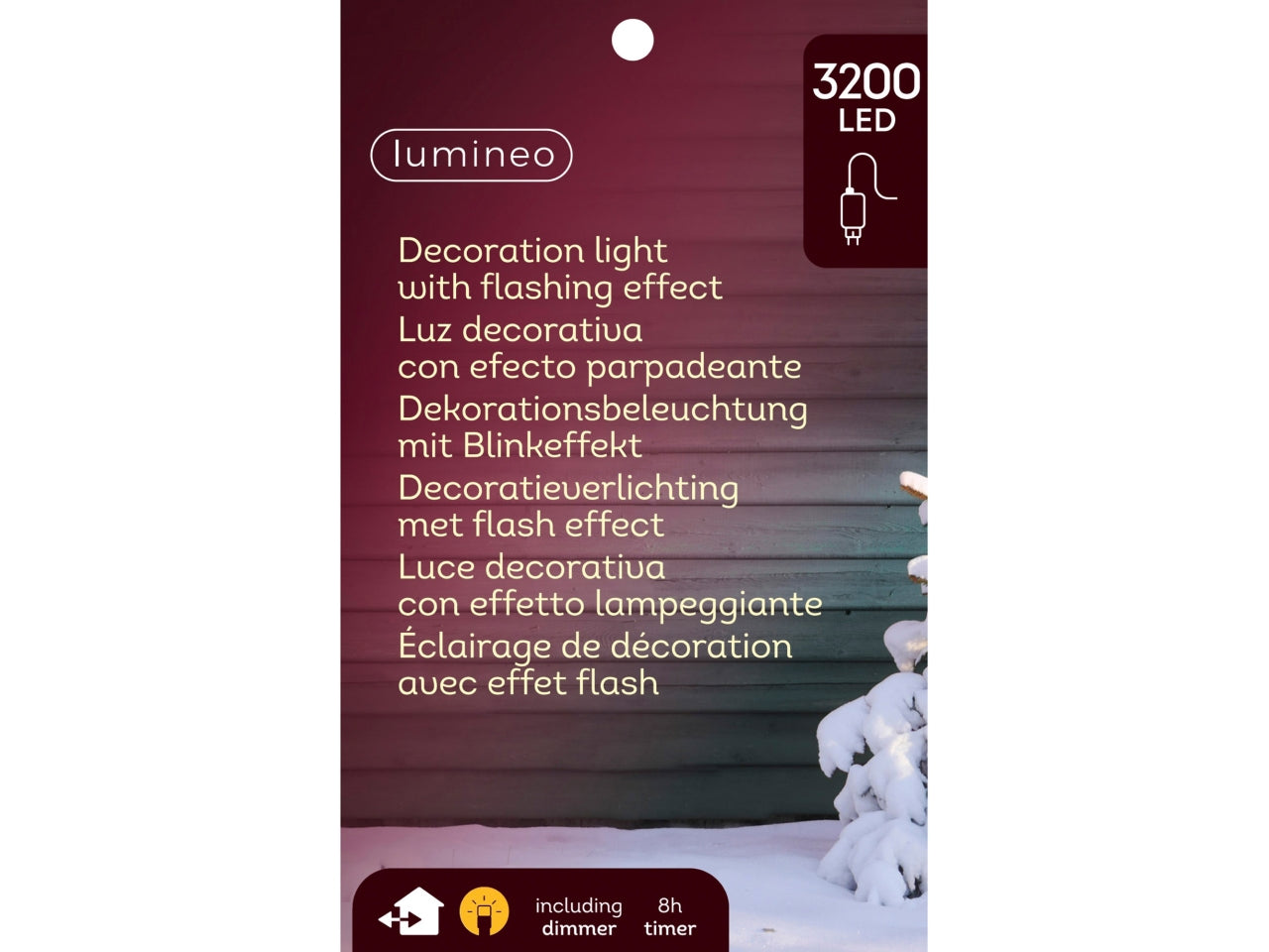 Cono luminoso maxi 280cm con 3200 led bianco caldo e flash per uso esterno