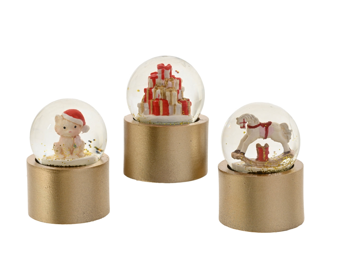 Palla di neve 6cm oro chiaro in 3 assortimenti