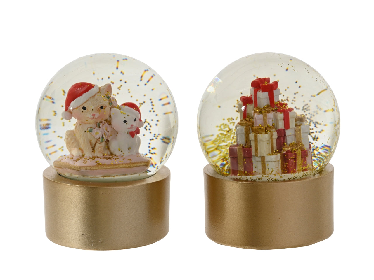 Palla di neve 9,5cm oro chiaro in 2 assortimenti