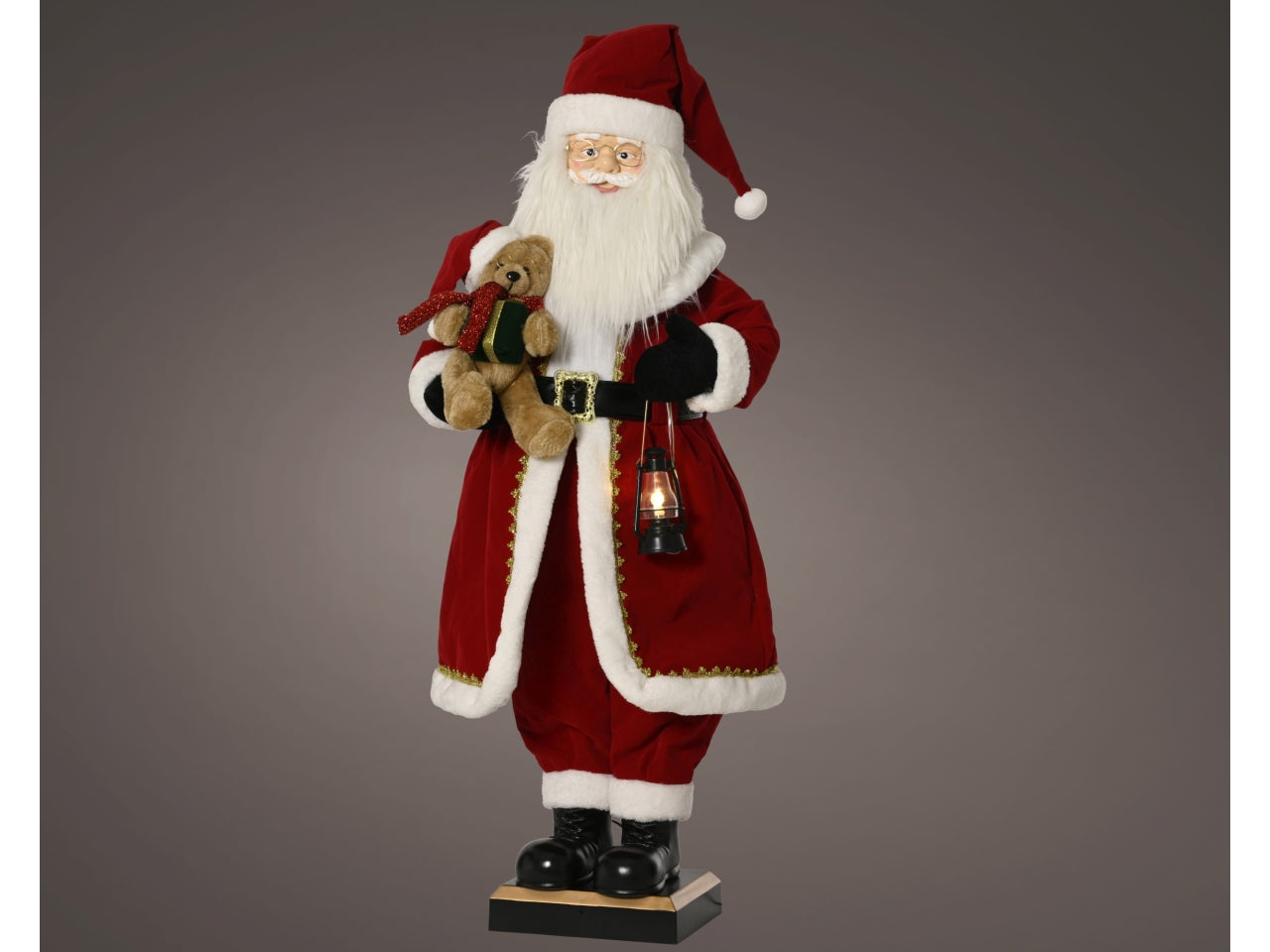 Babbo natale maxi 110cm con orsetto e lanterna