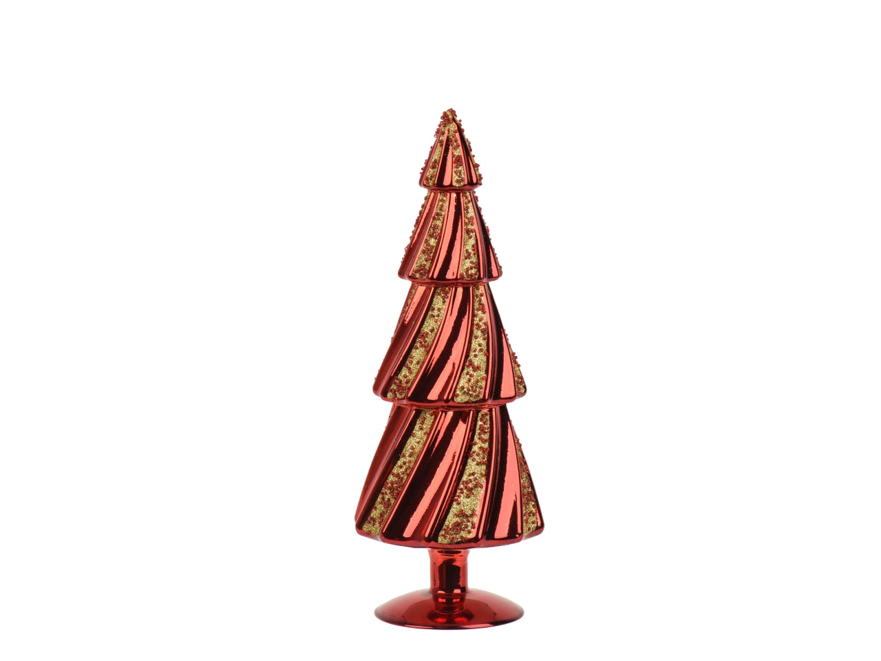 Albero di natale in vetro 31,5cm con glitter rosso