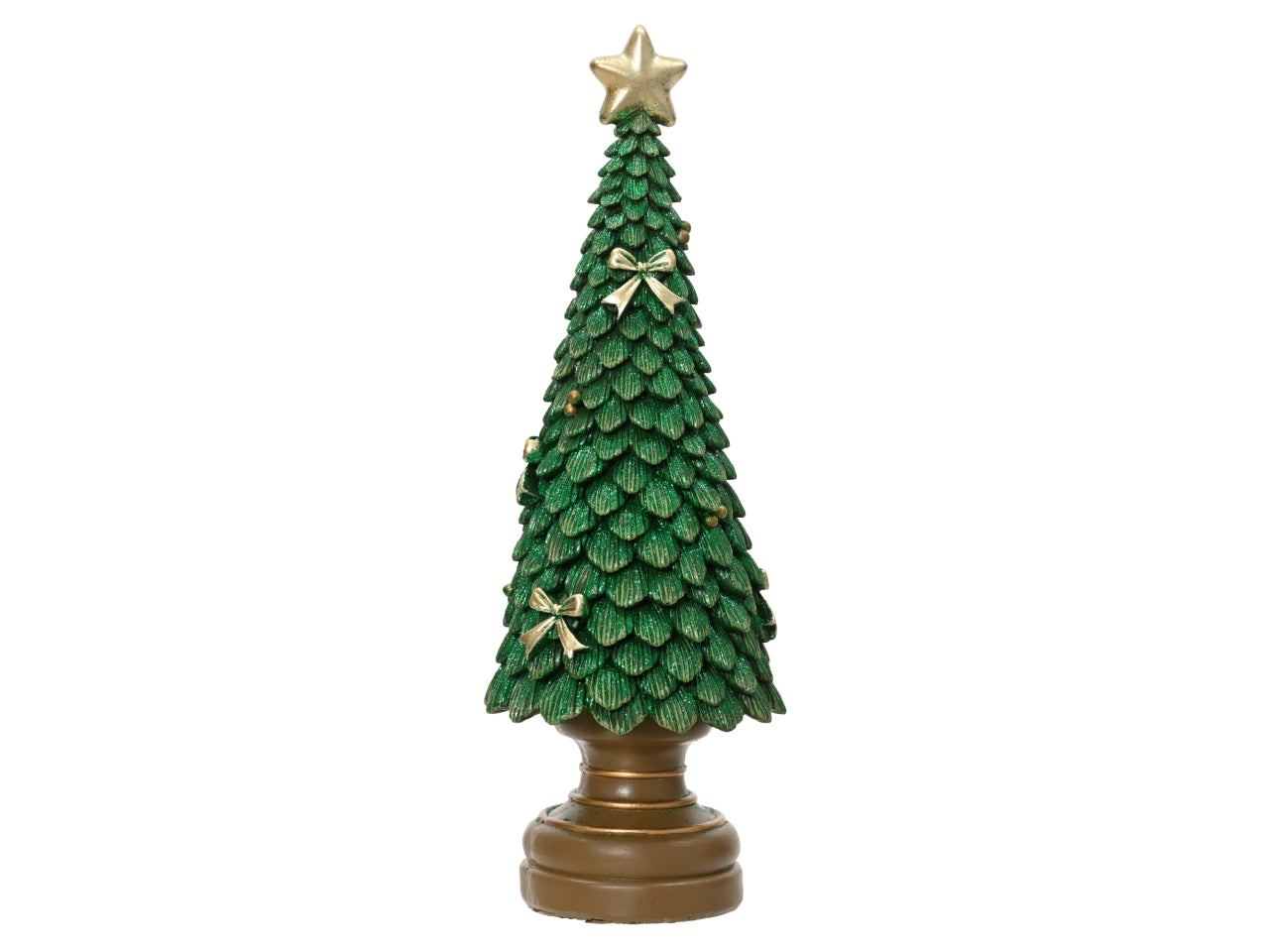 Albero di natale 36cm in poliresina glitterato verde