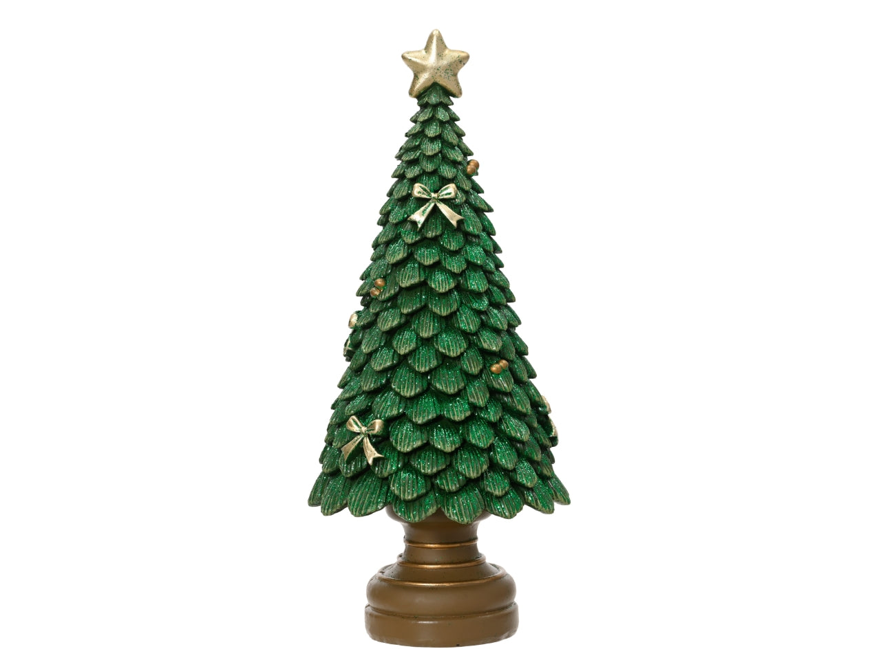 Albero di natale 23cm in poliresina glitterato verde