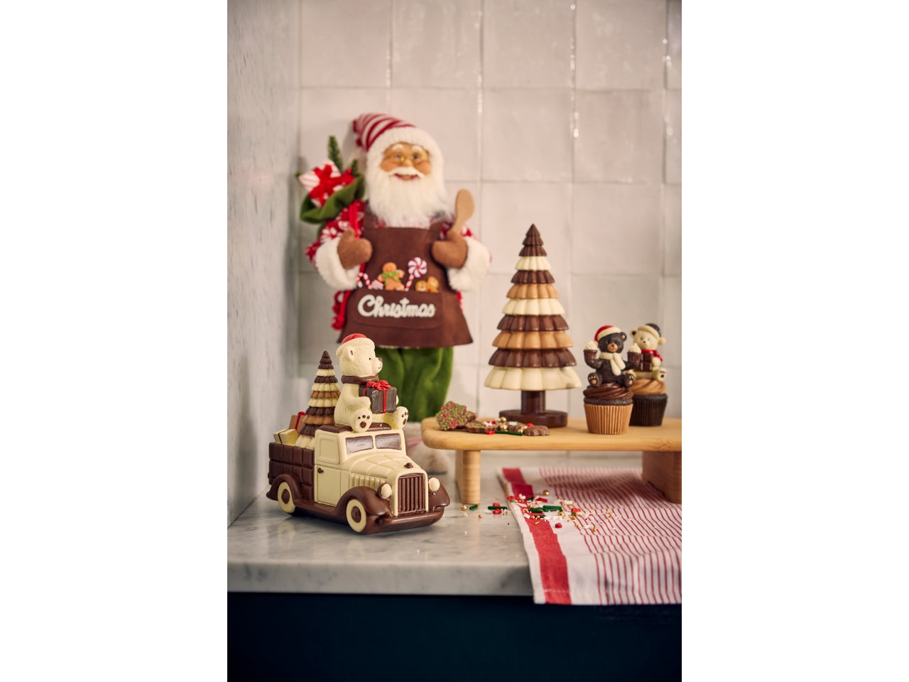 Albero di natale 24,5cm in resina effetto cioccolato