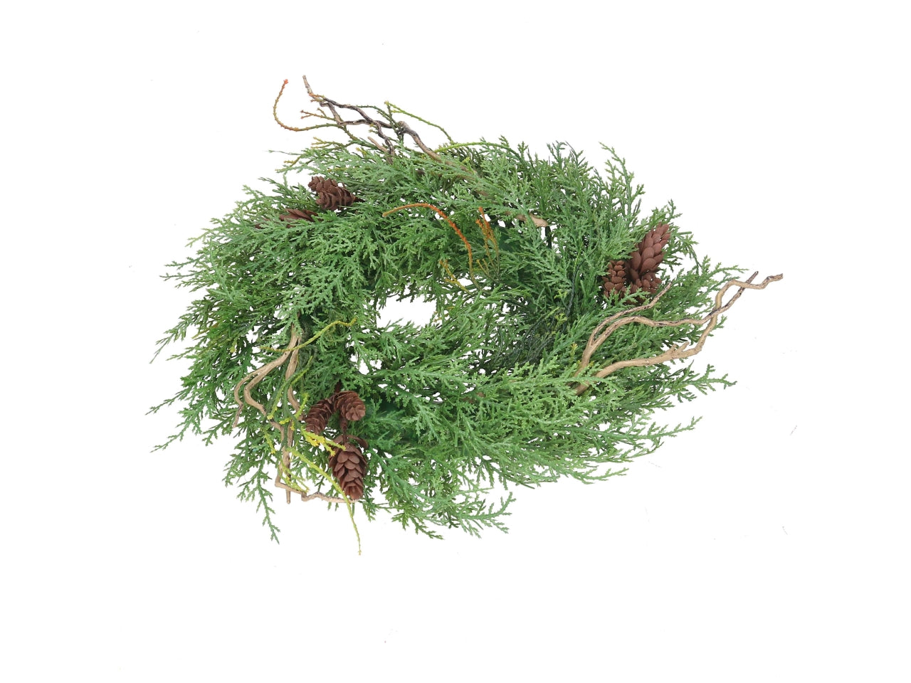 Dietroporta in cipresso con pigne verde 35cm