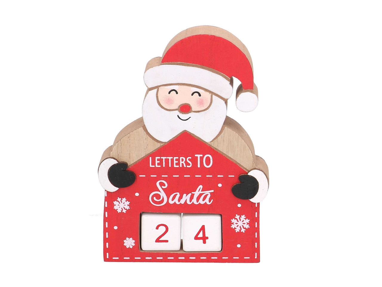 Calendario in legno Babbo Natale rosso 11x2,5xh.14,5cm